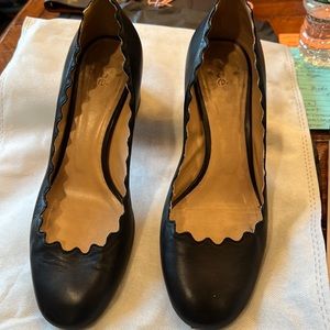 Chole black leather heels